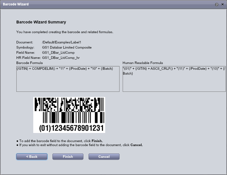 Barcode Wizard Summary